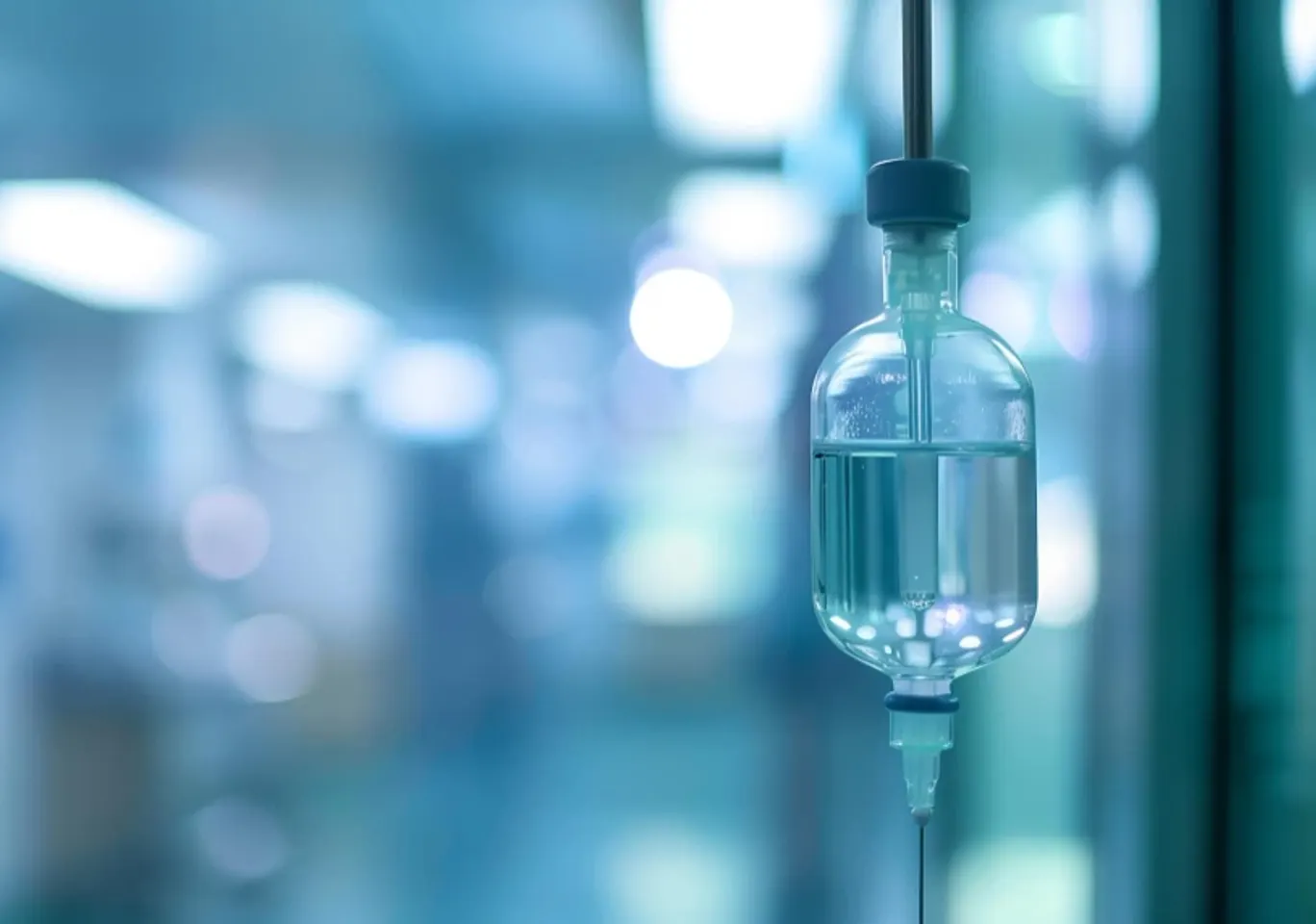 Detoks alkoholowy Grajewo: butelka infuzyjna zawieszona w gabinecie